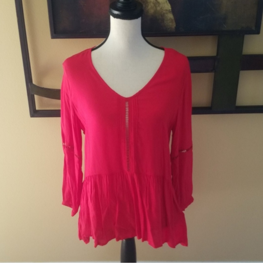 CALVIN KLEIN JEANS RED BLOUSE SHIRT